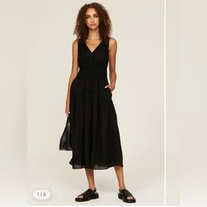 NWOT: Vince Smocked Tiered MIDI Dress in Black Size 2XL